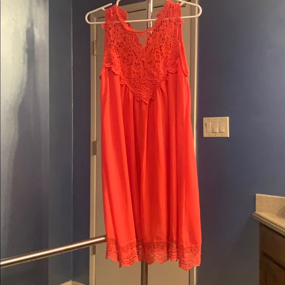 Orange-red dress floral